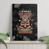 Hot Mess Highland Cow Canvas Wall Art Funny Cute Coffee Lover - Im A Spicy Disaster