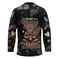 Hot Mess Highland Cow Hockey Jersey Funny Cute Coffee Lover - Im A Spicy Disaster