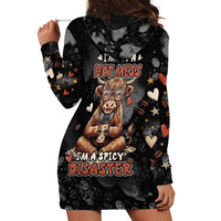 Hot Mess Highland Cow Hoodie Dress Funny Cute Coffee Lover - Im A Spicy Disaster