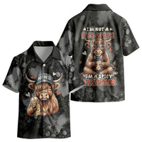 Hot Mess Highland Cow Kid Hawaiian Shirt Funny Cute Coffee Lover - Im A Spicy Disaster