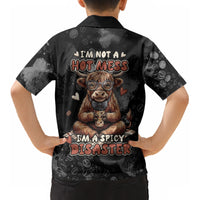Hot Mess Highland Cow Kid Hawaiian Shirt Funny Cute Coffee Lover - Im A Spicy Disaster