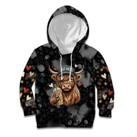Hot Mess Highland Cow Kid Hoodie Funny Cute Coffee Lover - Im A Spicy Disaster