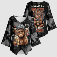 Hot Mess Highland Cow Kimono Sleeve Blouse Funny Cute Coffee Lover - Im A Spicy Disaster