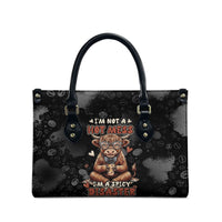 Hot Mess Highland Cow Leather Bag Funny Cute Coffee Lover - Im A Spicy Disaster