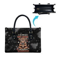 Hot Mess Highland Cow Leather Bag Funny Cute Coffee Lover - Im A Spicy Disaster
