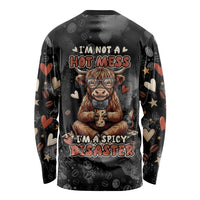 Hot Mess Highland Cow Long Sleeve Shirt Funny Cute Coffee Lover - Im A Spicy Disaster