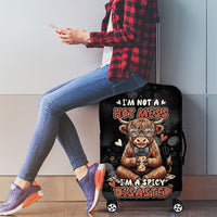 Hot Mess Highland Cow Luggage Cover Funny Cute Coffee Lover - Im A Spicy Disaster