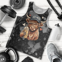 Hot Mess Highland Cow Men Tank Top Funny Cute Coffee Lover - Im A Spicy Disaster