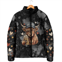 Hot Mess Highland Cow Padded Jacket Funny Cute Coffee Lover - Im A Spicy Disaster