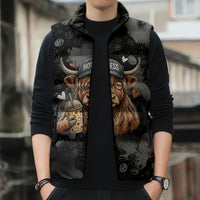 Hot Mess Highland Cow Sleeveless Puffer Jacket Funny Cute Coffee Lover - Im A Spicy Disaster