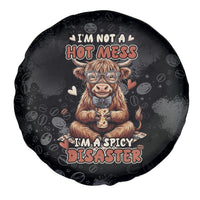 Hot Mess Highland Cow Spare Tire Cover Funny Cute Coffee Lover - Im A Spicy Disaster
