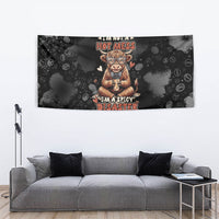 Hot Mess Highland Cow Tapestry Funny Cute Coffee Lover - Im A Spicy Disaster