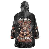 Hot Mess Highland Cow Wearable Blanket Hoodie Funny Cute Coffee Lover - Im A Spicy Disaster