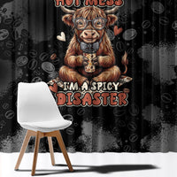 Hot Mess Highland Cow Window Curtain Funny Cute Coffee Lover - Im A Spicy Disaster