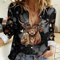 Hot Mess Highland Cow Women Casual Shirt Funny Cute Coffee Lover - Im A Spicy Disaster