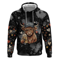 Hot Mess Highland Cow Zip Hoodie Funny Cute Coffee Lover - Im A Spicy Disaster