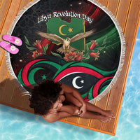 Libya Revolution Day Beach Blanket Flying Eagle Libyan Coat Of Arms Map - Land Of Resilience And Pride