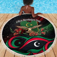 Libya Revolution Day Beach Blanket Flying Eagle Libyan Coat Of Arms Map - Land Of Resilience And Pride