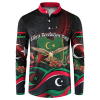 Libya Revolution Day Button Sweatshirt Flying Eagle Libyan Coat Of Arms Map - Land Of Resilience And Pride