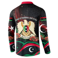 Libya Revolution Day Button Sweatshirt Flying Eagle Libyan Coat Of Arms Map - Land Of Resilience And Pride