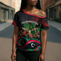Libya Revolution Day Cross Shoulder Shirt Flying Eagle Libyan Coat Of Arms Map - Land Of Resilience And Pride