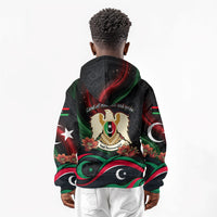 Libya Revolution Day Kid Hoodie Flying Eagle Libyan Coat Of Arms Map - Land Of Resilience And Pride