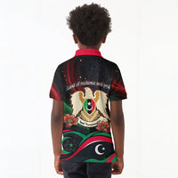 Libya Revolution Day Kid Polo Shirt Flying Eagle Libyan Coat Of Arms Map - Land Of Resilience And Pride