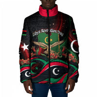 Libya Revolution Day Padded Jacket Flying Eagle Libyan Coat Of Arms Map - Land Of Resilience And Pride