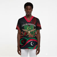 Libya Revolution Day Scrub Top Flying Eagle Libyan Coat Of Arms Map - Land Of Resilience And Pride