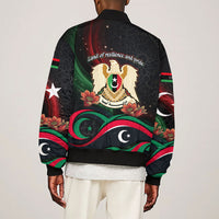 Libya Revolution Day Sleeve Zip Bomber Jacket Flying Eagle Libyan Coat Of Arms Map - Land Of Resilience And Pride