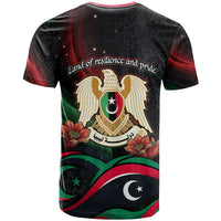 Libya Revolution Day T shirt Flying Eagle Libyan Coat Of Arms Map - Land Of Resilience And Pride