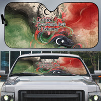 Libya Revolution Day Auto Sun Shade Libyan National Pride Watercolor Flag Waves Floral
