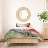 Libya Revolution Day Bedding Set Libyan National Pride Watercolor Flag Waves Floral