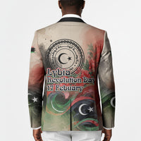 Libya Revolution Day Blazer Libyan National Pride Watercolor Flag Waves Floral