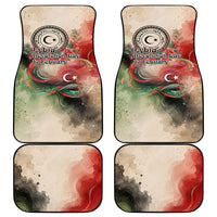 Libya Revolution Day Car Mats Libyan National Pride Watercolor Flag Waves Floral