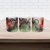 Libya Revolution Day Ceramic Mug Libyan National Pride Watercolor Flag Waves Floral