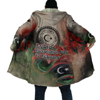 Libya Revolution Day Cloak Libyan National Pride Watercolor Flag Waves Floral
