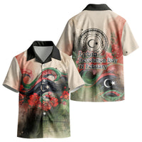Libya Revolution Day Kid Hawaiian Shirt Libyan National Pride Watercolor Flag Waves Floral