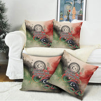 Libya Revolution Day Pillow Cover Libyan National Pride Watercolor Flag Waves Floral