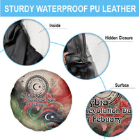 Libya Revolution Day Spare Tire Cover Libyan National Pride Watercolor Flag Waves Floral