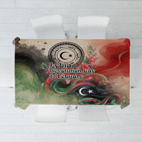 Libya Revolution Day Tablecloth Libyan National Pride Watercolor Flag Waves Floral