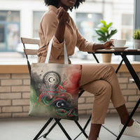 Libya Revolution Day Tote Bag Libyan National Pride Watercolor Flag Waves Floral