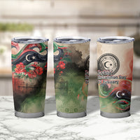 Libya Revolution Day Tumbler Cup Libyan National Pride Watercolor Flag Waves Floral