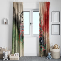 Libya Revolution Day Window Curtain Libyan National Pride Watercolor Flag Waves Floral
