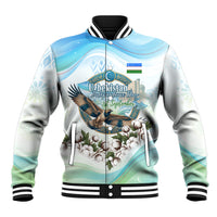 Uzbekistan Independence Day Baseball Jacket Honor The Legacy Flying Eagle Plants National Emblem