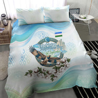 Uzbekistan Independence Day Bedding Set Honor The Legacy Flying Eagle Plants National Emblem