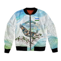 Uzbekistan Independence Day Bomber Jacket Honor The Legacy Flying Eagle Plants National Emblem