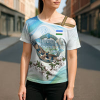 Uzbekistan Independence Day Cross Shoulder Shirt Honor The Legacy Flying Eagle Plants National Emblem