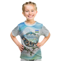 Uzbekistan Independence Day Kid T Shirt Honor The Legacy Flying Eagle Plants National Emblem