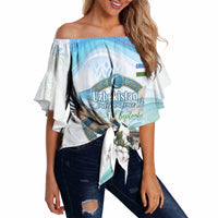 Uzbekistan Independence Day Off Shoulder Wrap Waist Top Honor The Legacy Flying Eagle Plants National Emblem